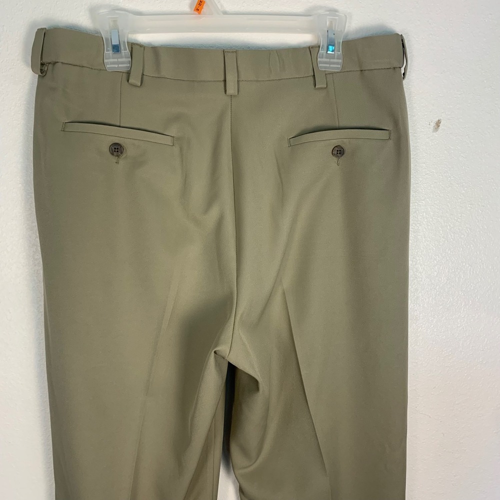 Haggar Cool 18 Pro Mens Dress Pants 36x34 Khaki Flat Front Classic Fit - Picture 4 of 10